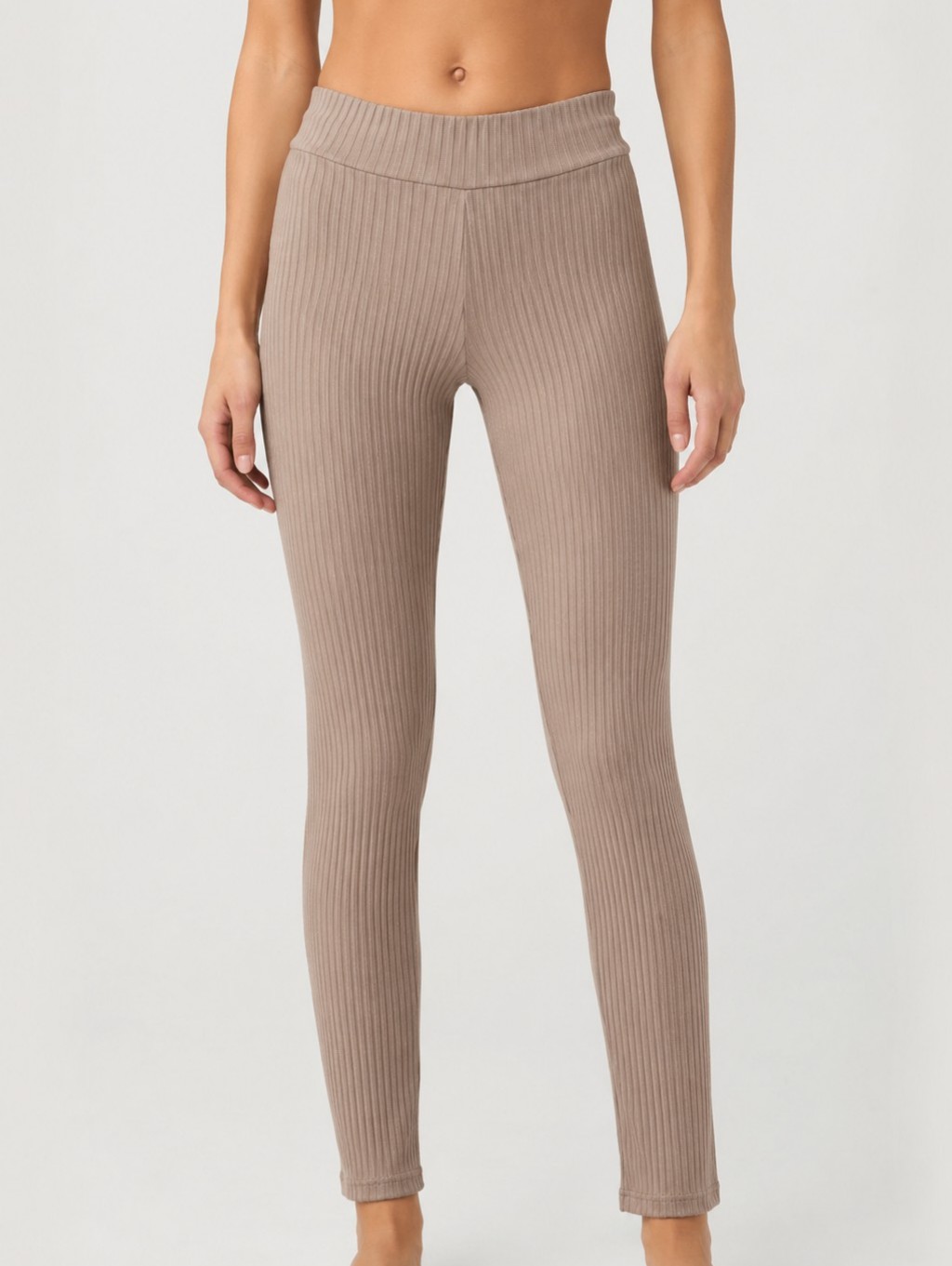 Alo Yoga Ribbed Leggings In Taupe